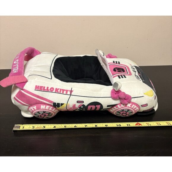 Hello Kitty Plush Tokyo Speed Race Car Kidrobot White And Pink Car 15" Long 2022 - Picture 5 of 9